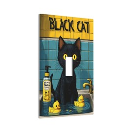 LuHuoLu Decorative Light Switch Cover Plate Novelty Black Cat Funny Duck Bath 1 Gang Wall Plate Oversized Single Toggle Wall Cover Plate Jumbo Electrical Switchplate Faceplate