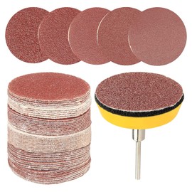 Yakamoz 50Pcs 2 Inch Rotary Sanding Disc Sander Pads Sandpaper Kit with 1/8 Inch Shank Hook and Loop Sanding Backing Pad Holder Plate for Dremel Drill Grinder Rotary Tool