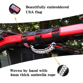 BESTAOO 2 x Roll Bar Grab Handles Paracord Grip Handle for Jeep Wrangler YJ TJ JK JL & Gladiator JT 1955-2022 UTV ATV, Fit for 2 to 4-inch Roll Bars, Upgrade Metal Buckle (White)