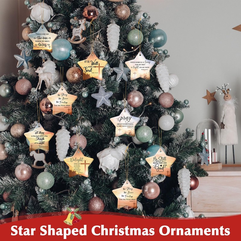 Barydat 9 Pcs Christmas Christian Hanging Ornament Star Shaped Bible