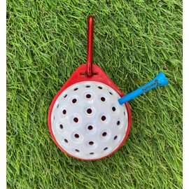 teemate Original Golf Tee Holder w/Clip-On Carabiner – Ideal for Wooden Tees/Bamboo Tees/Plastic Tees – Golf Bag Organiser Clip – Premium Golfing Accessories (Red)