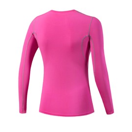 Women's 1 Pack Dry Fit Athletic Compression Base Layer Long Sleeve,Rose,Medium