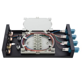 4 Port Wallmount Box Fiber Optic Terminal encloure with 8 Strand LC UPC singlemode OS1 Colorful pigtials and 4 pcs Duplex LC Adaptor Loaded