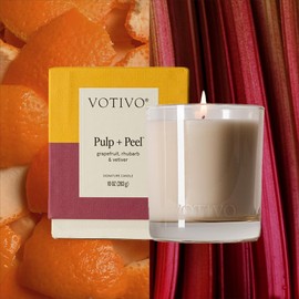 Votivo Pulp + Peel 10 oz Signature Jar Candle | Soy Blend Wax | Luxury Glass Jar Scented Candle & Box | Home Fragrance | Candle Gifts | Highly Scented