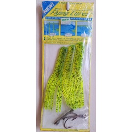ALex Langer Original, Rare 6'' Flying Lure Pack. Saltwater. Green Pepper: 3 lures+ 2 hooks