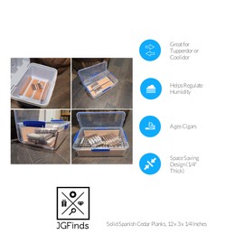 JGFinds Solid Spanish Cedar Planks, 10 Pack 12" x 3" x 1/4" for Cigar Tupperdor, Coolidor or DIY Humidor Wood; Kiln Dried and Sanded for Trays, Dividers, Box, or Closet; Not Veneer