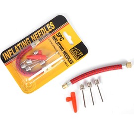 5 Pcs Pump Adaptor Set Inflating Needle Valve Connector for Ball, Includes 3 Inflating Needles, Airbed Nozzle, and Flexible Air Hose, Universal Fit Valve Connectors