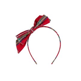 RuffleButts Tis The Season Plaid Skinny Big Bow Headband - One Size