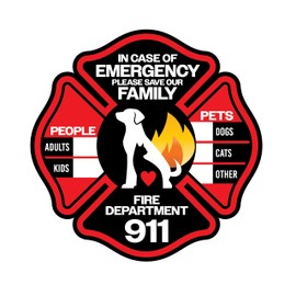 4-Pack Reflective Emergency Decals for Home Safety – Weatherproof Engineer-Grade Vinyl, 4x4 Inch Fire Rescue Stickers for Doors & Windows – High Visibility Safety Signage, Pets & Family Protection