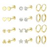 12pare Aretes De Oro 14k Mujer Arracadas Piercing Cartílago