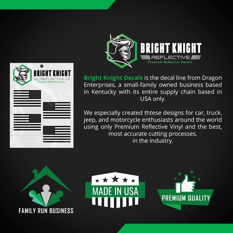 Bright Knight Reflective Flag Sticker, 2" x 1" Black American