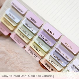 Idyllic Grace - Bible Tabs, Gold Foil Lettering, Bible Study Tool, Bible Journaling, Old and New Testament, Christian, Catholic, Apocrypha, Indexing, 90 Tabs, Glossy Laminated, Durable - Let Him Shine
