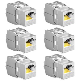 tunghey CAT7 Keystone Jack, RJ45 Keystone Shielded Coupler, Shielded Female to Female RJ45 Coupler for Cat7/Cat6a/cat6/cat5e Cable (6Pack)