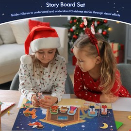 Christmas Nativity Felt Story Board Set for Toddlers Nativity Baby Jesus Birth Felt Story Nativity Scene Set Christmas Crafts Decoration for Religious Party Favor Game for Kids