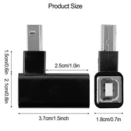DKARDU 4Pcs 90 Degrees USB 2.0 Type-B Printer Adapter, USB 2.0 B Male to Type-B Female, 4 Count, Black