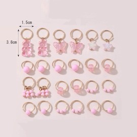 Hair Beads Set, 24 Pieces for Braiding, Hair Clip Ring, Butterfly, Bear, Star, Pearl Design, Hair Accessory, For Kids, Hip-hop, Weddings, Graduations, School Entrance Ceremonies, Coming-of-age