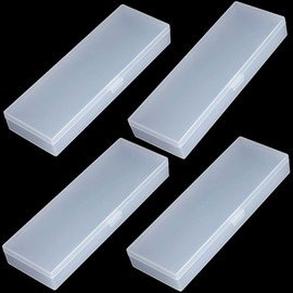Qeuly 4 Pack 7.2" x 2.5" x 0.98" Small Rectangle Plastic Case Mini Storage Containers with Hinged Lids Translucent Matte Plastic Organizer Box for Small Items Craft Supplies (Translucent)