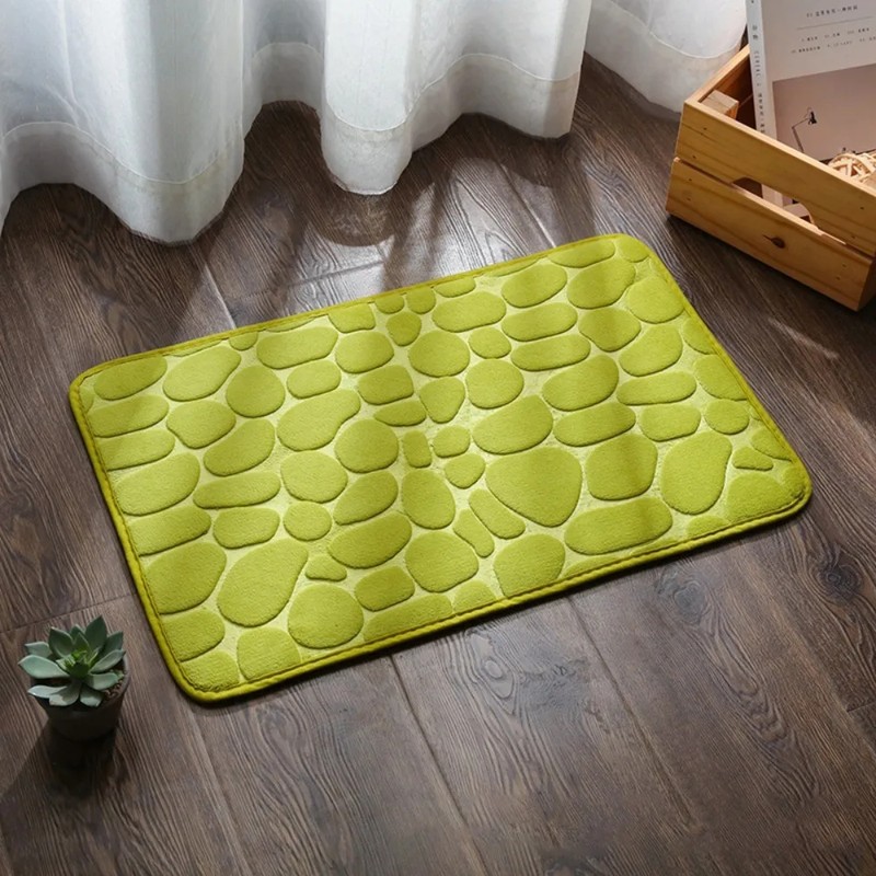 Microfiber Bath Mat for Bathroom – Water-Absorbing Cobblestone Embossed Design