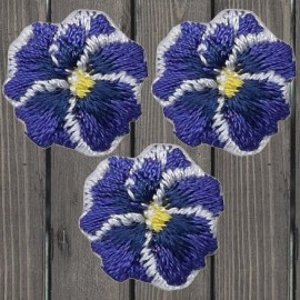 Paddys Patches Mini Pansy Embroidered Patch — 3-Pack — Iron On