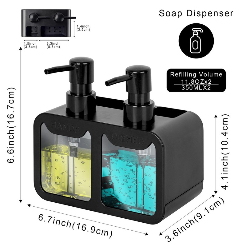 Kitchen Soap Dispenser,Hand and Dish Soap Dispenser and Spong Caddy