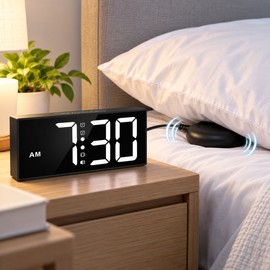 Vibrating Alarm Clock for Heavy Sleepers – Large LED Display with Bed Shaker for Bedroom Wake-Up