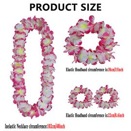 KIWILEPI - Juego de 4 unidades de Leis hawaiana para fiesta Luau, collar de flores tropicales, diadema, pulseras de seda artificial Lei para Tiki Hula Dance Verano, cumpleaños, playa, piscina, fiestas