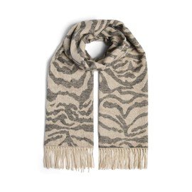PIECES Pcjira Noos Women's Scarf, White Pepper/Aop: tiger