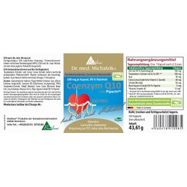 Coenzyme Q10 Dr. Michalzik - Purity 99% - Q10 [100 mg] | Acai [30 mg] | OPC [100 mg] | Mumiju [50 mg] | Camu Camu [40 mg] - No Additives - by BIOTIKON®