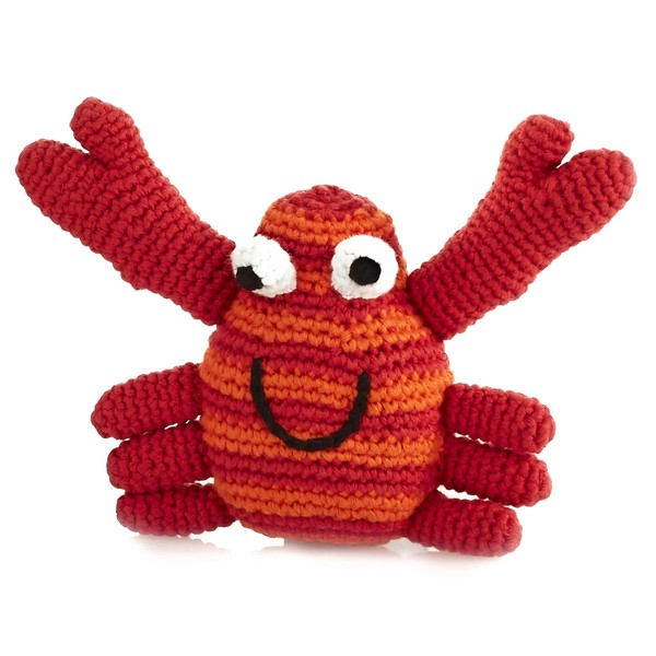 Pebble | Handmade Crab Baby Rattle—Red | Ocean | Beach | Coastal | Crochet Baby Toy | Fair Trade | Machine Washable