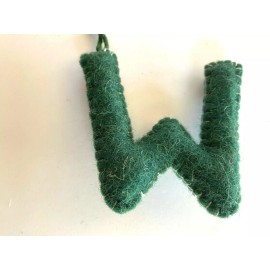 Creative Co-Op Wool Felt Embroidered & Appliqued Alphabet Boho Letter "W" Initial Ornament (W)