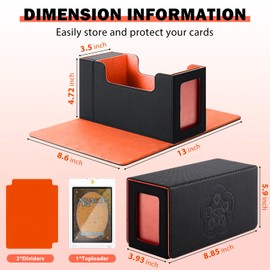 EternaCase MTG Card Storage Deck Box with Display Window, Commander Deck Box TCG Fit MTG Magic Card, Larger Capacity Leather Playing Magnetic Card Holder with Dice Tray