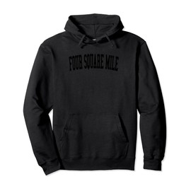 Vintage Four Square Mile CO Distressed Black Varsity Style Pullover Hoodie