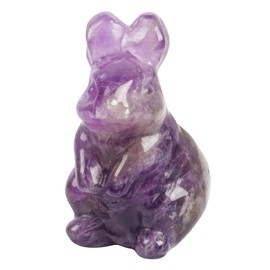 Lovionus89 Rabbit Crystal Decorative Figures, 5 cm Natural Healing Stones Hand Carved Sculpture Ornaments Colletctible, Amethyst