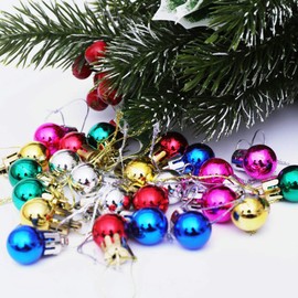 LIOOBO 24pcs Shatterproof Christmas Baubles Mini Ball Decor Christmas Tree Ornaments 2cm (Mixed Color)