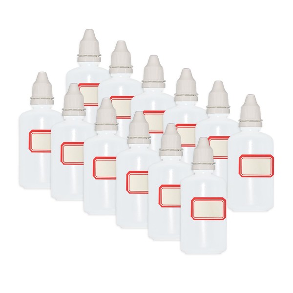 12 Pcs Dropper Bottles with label, 50ml Empty Squeezable Small