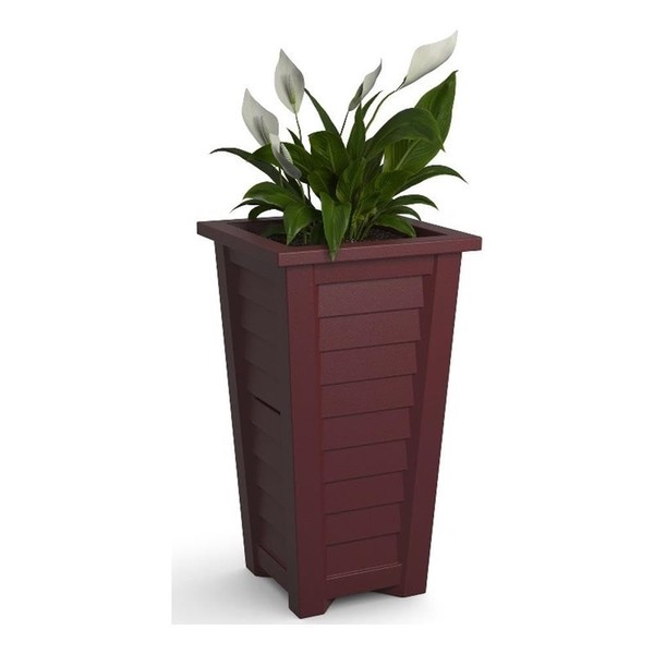 Pemberly Row 28" Coastal Polyethylene Resin Tall Planter in Cranberry