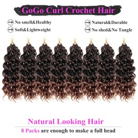 18 Inch Pre Looped Crochet Hair for Black Women Girls&Kids-8 Packs Gogo Curl/Beach Curl/Ocean/Water/Deep Wave Synthetic Hair Tangle-Free Full&Natural Look Long-Lasting for Daily Wear(T1B/30)