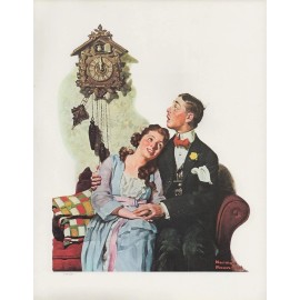 1977 VINTAGE "COURTING COUPLE AT MIDNIGHT" NORMAN ROCKWELL MINI POSTER Litho
