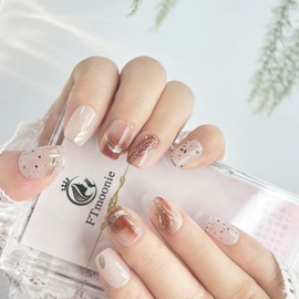 Nail Tips, Press on Nail, Set of 10, Handmade Nail Tips, Speckles & Silver Line Decoration