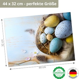Place Mat I Place Mat - Easter - Blue and Yellow Eggs in Easter Nest - 12 Pieces in High-Quality Storage Folder - The Special Table Decoration for Easter