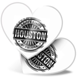 2 x Heart Stickers 15 cm - BW - Houston USA American Flag Stamp Fun Decals for Laptops,Tablets,Luggage,Scrap Booking,Fridges, #40525