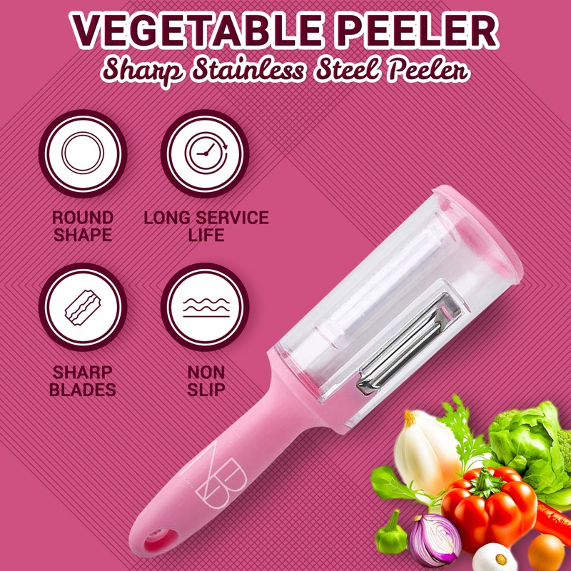 Vegetable Peeler with Storage Container – Round Shape Sharp Julienne