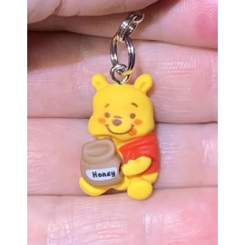 Winnie The Pooh With Honey Pot Charm Zipper Pull & Keychain Add On Clip!!