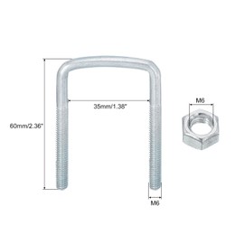 sourcing map Square U-Bolts, 8 Sets 35mm Inner Width 60mm Length M6 Zinc-Plated Carbon Steel U Clamp Bolt with Nuts and Plates, for Boat Trailer