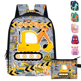 LUKIUP Kindergarten Backpack, Children's Backpack Boys Girls, Little Friend Backpack for Nursery, Children's Backpack for Nursery, Children, Bulldozer