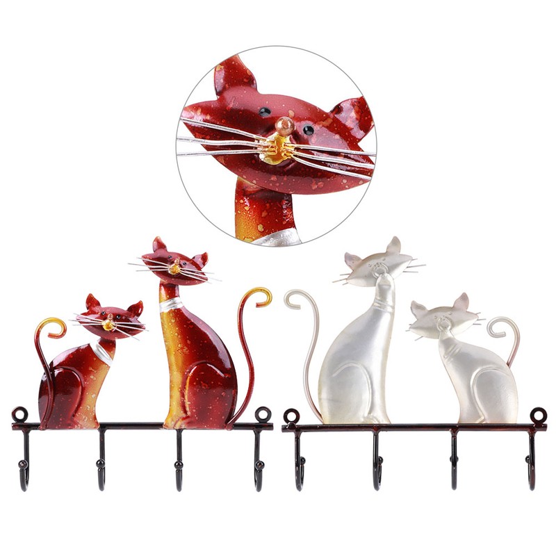 Cat Shape Wall Hook Rack Coat Hat Wall Hanger Holder