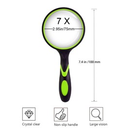 DOETYD 1pcs Magnifying Glass Green Handheld Magnifier with Magnifying Len for Reading or Hobbies Suitable for Kids Seniors