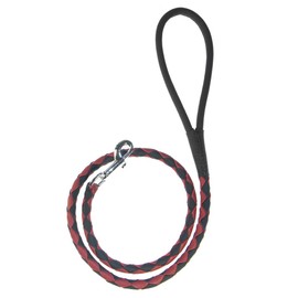 Dogline Soft and Padded Rolled Round Hand Braided Leather Leash for Dogs