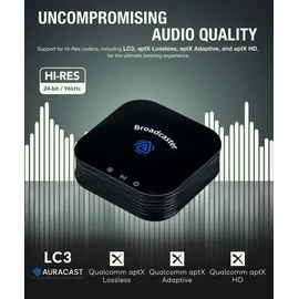 HomeSpot BA210 v2 Bluetooth Auracast Transmitter, LC3, AptX Lossless, AptX HD, Optical & 3.5mm Inputs, Compatible with Galaxy Buds 2 Pro, Buds 3, JY300 JM320, Hearing Aids and Bluetooth Headphones