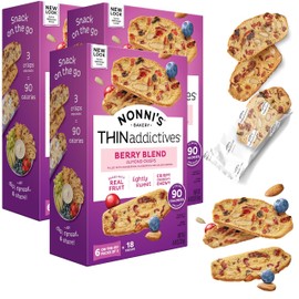 Nonni's THINaddictives Almond Thin Cookies - 3 Boxes Berry Blend Almond Cookies - Almond Cookie Thins w/Cranberries Blueberries Goldenberries Raisins Sunflower Seeds - Kosher - 4.4 oz